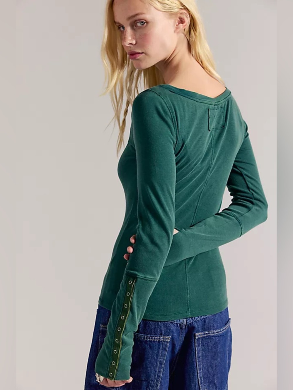 NWT! FP Free People Simply Billie Hardware Long Sleeve Top Sz Medium